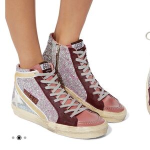 Golden goose pink glitter high tops size 37
